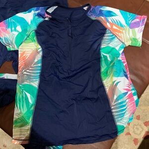 Cacique Navy Swimwear Top and Capri bottom